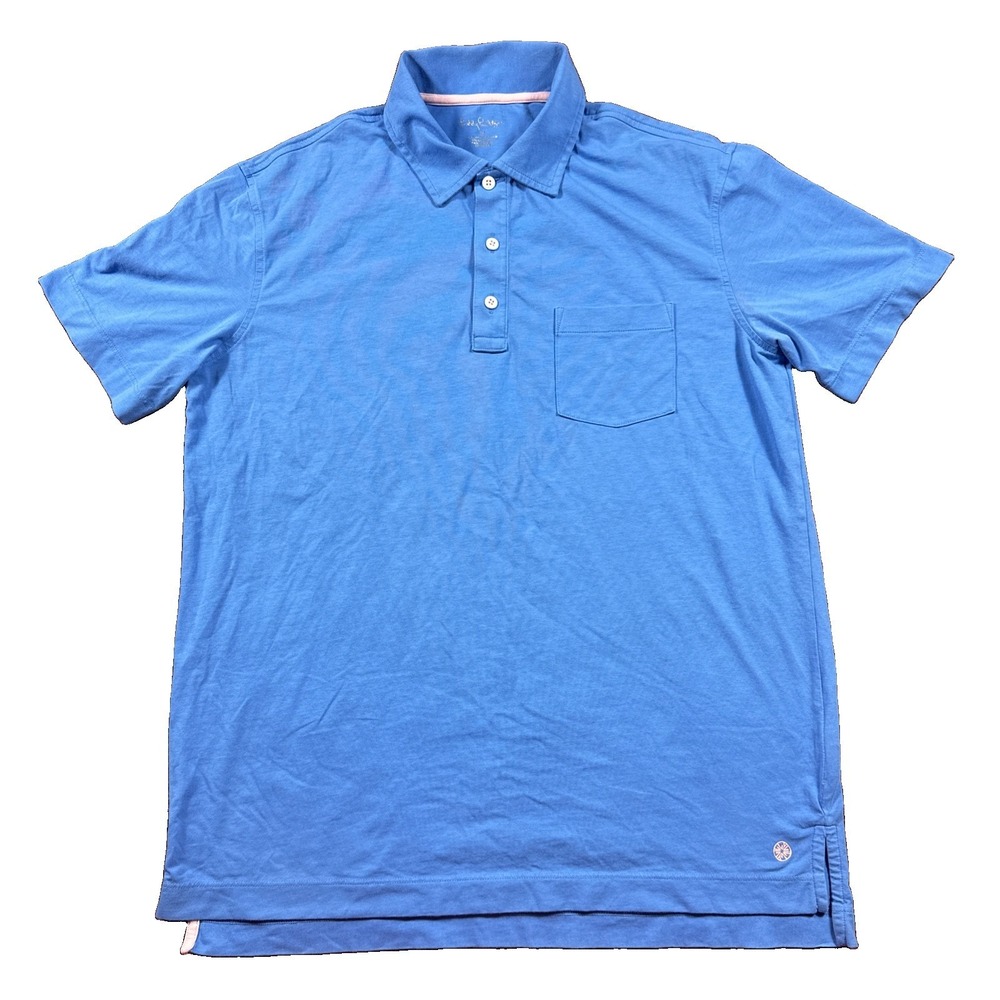 Lilly Pulitzer Shirt Mens Medium Blue Polo Short Sleeve Golf Preppy Pima Cotton